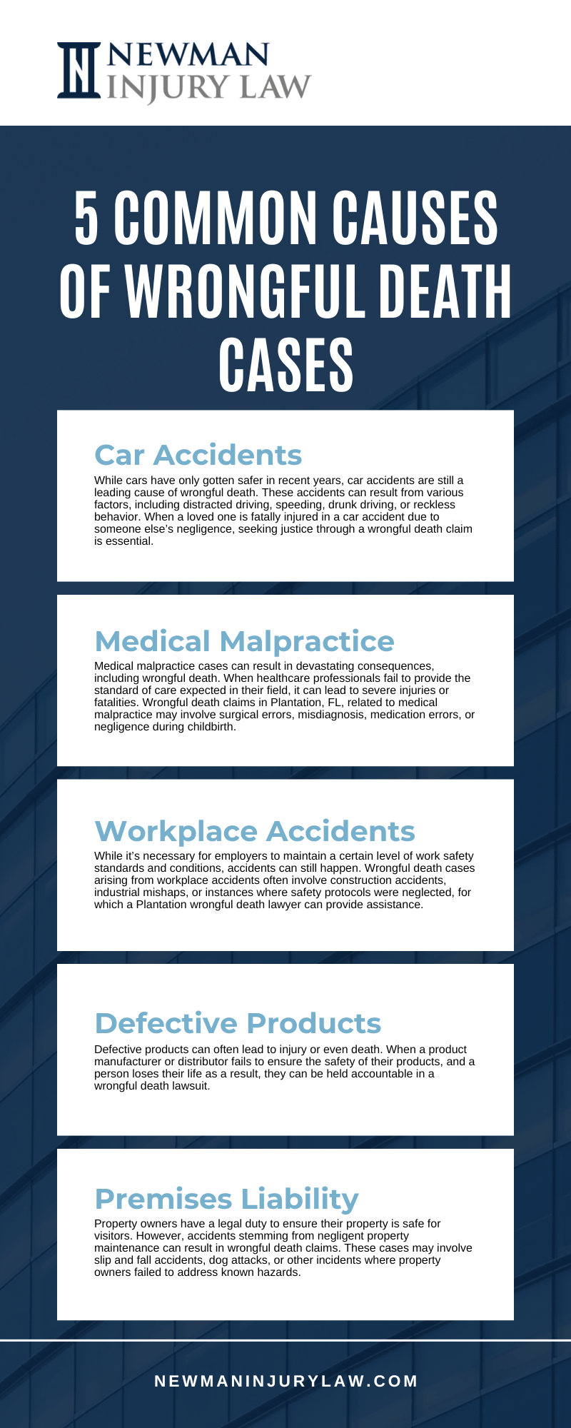 5 common causes of wrongful death cases infographic